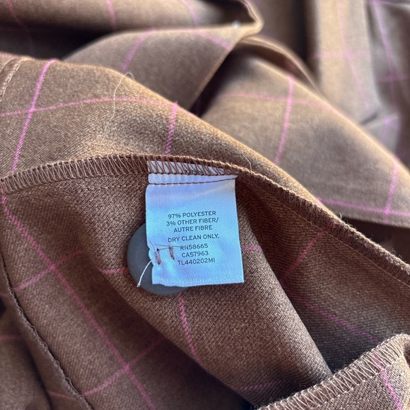 Leith Nordstrom Womens M Blazer Brown Pink Plaid Button Dale Windowpane NWT - Picture 6 of 13